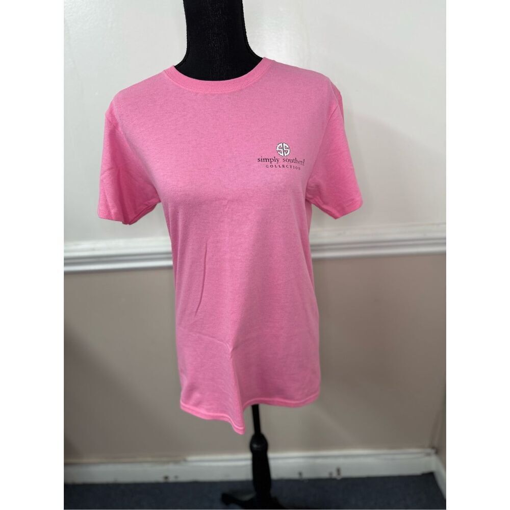 Simply Southern Blessed Gigi Pink and Leopard Print Graphic Tee Size Small